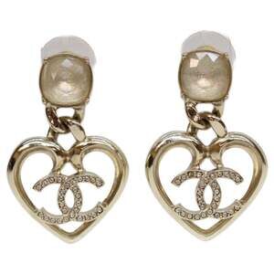 Chanel Cc Logo Heart Earrings Gold-Tone #243967C14B